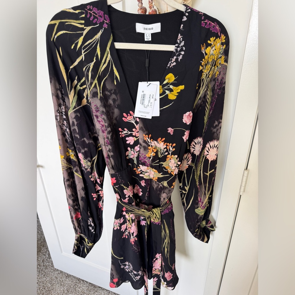 Reiss Multicolor Floral Long Sleeve Dress